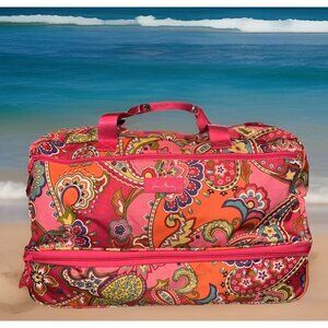 Vera Bradley Rolling Travel Bag with Pull Extended Handle Pink Paisley